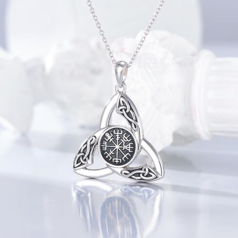 Celtic Knot Necklace for Women Men Sterling Silver Celtic Trinity Moonstone Pendant Necklace Viking Good Luck Jewellery for Girls in Saudi Arabia