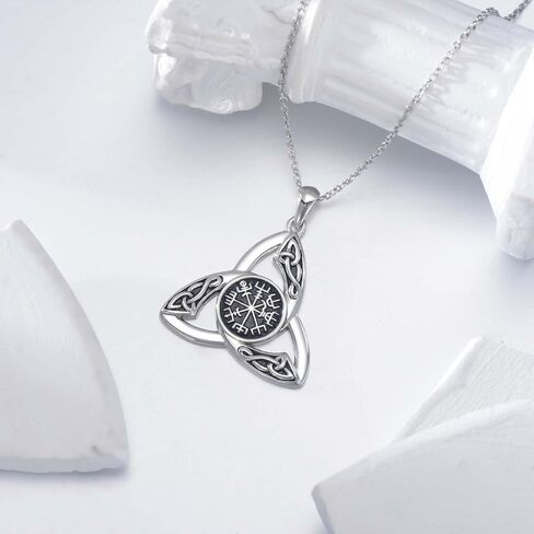Celtic Knot Necklace for Women Men Sterling Silver Celtic Trinity Moonstone Pendant Necklace Viking Good Luck Jewellery for Girls in Saudi Arabia