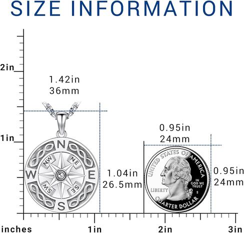 Compass Necklace for Women Men 925 Sterling Silver Pendant Urn Necklaces for Ashes Picture Locket Necklace Anchor Necklace Viking Necklace Crystals CZ Moonstone Abalone Shell Turquoise Compass Jewelry in Kuwait