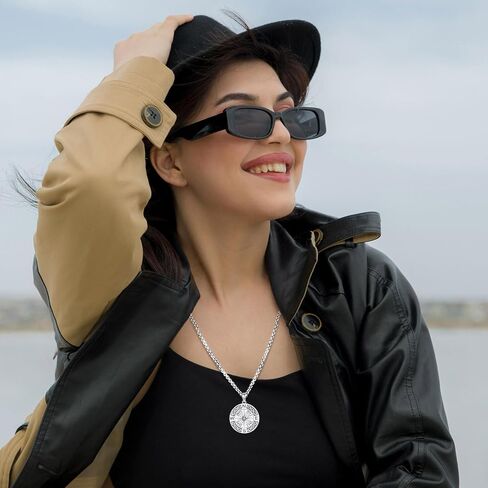 Compass Necklace for Women Men 925 Sterling Silver Pendant Urn Necklaces for Ashes Picture Locket Necklace Anchor Necklace Viking Necklace Crystals CZ Moonstone Abalone Shell Turquoise Compass Jewelry in Kuwait