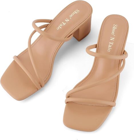 حذاء بكعب عريض من Shoe'N Tale للنساء بكعب منخفض مكتنز صنادل بكعب مربع مفتوح من الأمام سهل الارتداء in Saudi Arabia