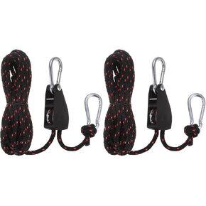 uxcell 2pcs 1/4" (6mm) Adjustable Ratchet Rope Hanger with Metal Gears 11.8ft (3.6meter) Strap, Ratcheting Pulley System Bungee Cord for Hanging Plants Grow Light and Various Tie-Down Use