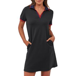 ANRABESS Women’s Polo Dresses Short Sleeve V Neck 2025 Casual Summer Tennis Golf Mini Shirt Dress with Pockets
