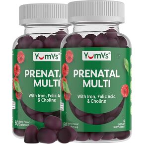 YUM-V'S YumVs Prenatal Gummies for Women - Prenatal Vitamins for Women with Folic Acid, Iron & Choline - Vegetarian & Kosher Pregnancy Vitamins - Womens Prenatal Multivitamin (69 Count (Pack of 2))