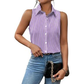 Zeagoo Womens Basic Tank Top Sleeveless Button Down Shirt Collared Casual Office Shirts Black