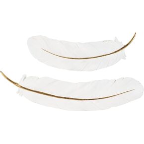 Deco 79 Resin Bird Home Wall Decor Feather Wall Sculpture with Gold Foil Accent, Set of 2 Wall Art 30", 23" W, White