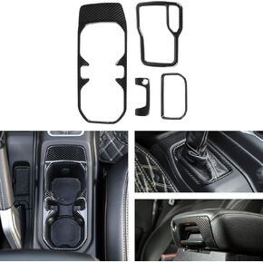 Voodonal for JL 4WD Shift Knob Gear Shift Bezel Front Cup Holder Center Armrest Switch Lock Hole Cover Trim Kits Fit for 2018-2024+Jeep Wrangler JL JLU Gladiator JT Interior Accessories 4pcs Blue