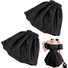 BENECREAT 1 Pair Removable Puff Sleeves, Black Polyester Bridal Sleeves Detachable Puff Sleeves for Wedding Dress Bridal Accessories, 10.6x7.8x1.57inch