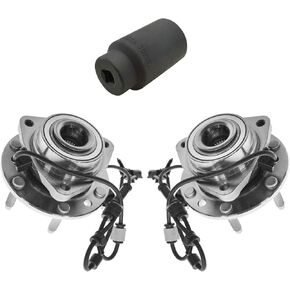 TRQ Front Wheel Hub & Bearing Pair w/ 36mm Socket for Trailblazer Envoy w/ABS