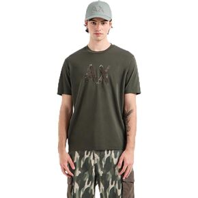 Armani Exchange Men's Ribbon Ax Logo with Camo Outline Regular Fit Heavy Jersey Tee in Kuwait