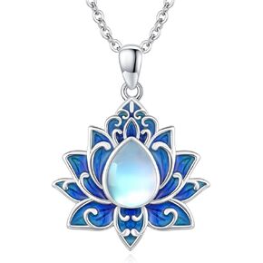 Lotus Neckalce/Evil Eye Necklace 925 Sterling Silver Flower Yoga Necklace Protection Amulet Jewelry for Women Men