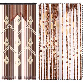 Wood Beaded Curtain for Doorway, 32 Strands Door Beads Curtains, Hanging Bead Curtain for Doorway, Wooden Beaded Door Beads for Home Decor Porch Bedroom Living Room Divider, 69 X 35 Inches