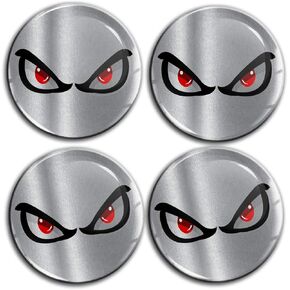 4 x 60mm 3D Domed Car Wheel Centre Cap Stickers for Hub Cap Rim Cover Silver Decals Auto Tuning Emblem Silver No Fear Eyes A 10360