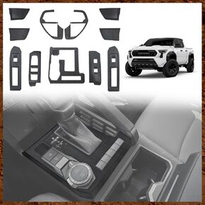 Muslogy Interior Decoration Trim Kit Cover 11PCS Compatible with 2024 Toyota Tacoma 4-Door Steering Wheel Center Console Window Switch Inner Door Cover(Won't Fit 2Door Tacoma) (Matte Carbon Fiber)