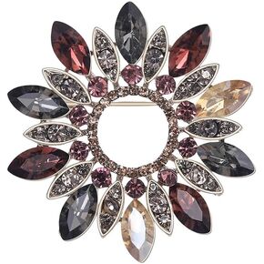 Rhinestone Flower Brooch for Women Crystal Floral Wreath Brooch Pin Stylish Crystal Brooch Elegant Clothing Hat Bag Accessories