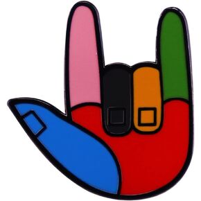 I Love You Sign Language Gesture Badge Colorful Gesture Art Brooch Metal Lapel Pin Enamel Pin Couple Brooch Best Gift for Your Lover Suitable for Hat Jacket Canvas Bag