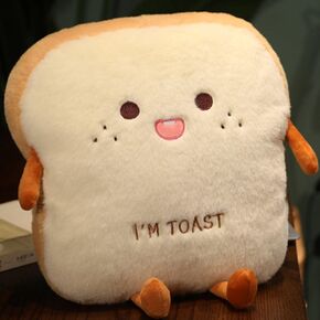 15.7/40cm Toast Bread Plush Pillow, Bread Stuffed Pillow,Food Pillow with Pocket Plush Pillow Warm Hand Pillow(Cute), Brown