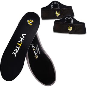 VKTRY Performance Insoles - Silver VKs- Carbon Fiber Shock Absorbing Sport Shoe Insoles for Amateur Running, Basketball, Athletics US: Men 9-9.5, Women 11-11.5 and Booster Strap Accessory Medium