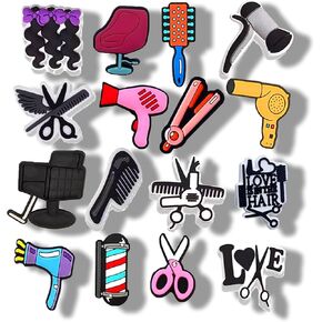 16 Pcs Hair Cutting Shoe Charms, Shoe Decoration Party Gifts For Boys Girls Kids, Women.