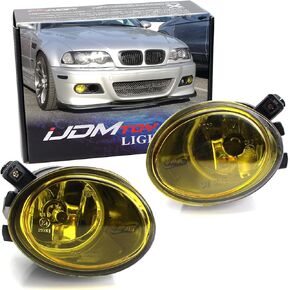 iJDMTOY One Pair Yellow Lens Fog Lights Foglamps w/Halogen Bulbs Compatible With 2001-2005 BMW E46 M3, 3 Series w/M-Tech Bumper or 1999-2002 BMW E39 M5 (OEM # 63 17 7 894 018, 63 17 7 894 017)