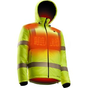Heated Safety Jacket for Men with Battery, Class 3 Hi-Vis Waterproof Safety Coat with 3M Reflective Tape