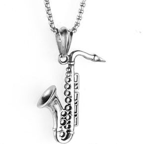 OIDIMS Saxophone Necklace for Men Women Hip Hop Jazz Musical Instrument Pendant Necklace Punk Rock Vintage Statement Music Lovers Necklace Jewelry Gift