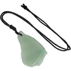 Nupuyai Natural Raw Green Aventurine Necklace for Women Men, Irregular Rough Healing Crystal Pendant with Adjustable Cord 18-26 Inches