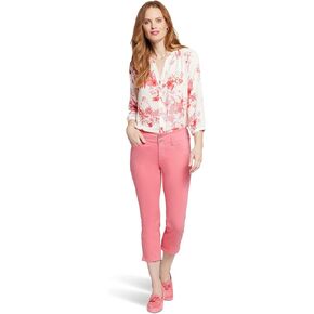 NYDJ Women's Chloe Capris Hollywood Waistband Slits In Pink Punch