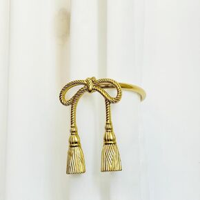 Gold Curtain Drapery Holdbacks,2pcs Brass Curtain Holdbacks,Home Curtain Decoration for Curtains,Bow Style Curtain Tiebacks for Living Room (Left 1pc)