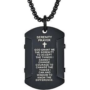 YL Cross Necklaces for Men Stainless Steel Dog Tags Pendant Rolo Chain Bible Prayer Jewelry