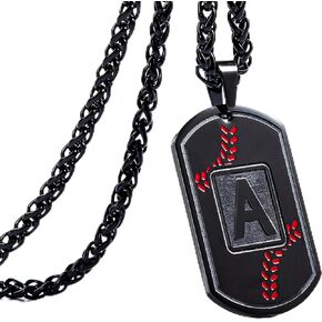 Initial Letter Necklace for Men, 22 inch Initial Pendant Necklace Chain, Dog Tag Chain Jewelry Fathers Day Dad Gifts Birthday Christmas Gifts, Stainless Steel