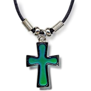 FORGIVEN JEWELRY Mood Cross Necklace Heat Activated Color Change Pendant