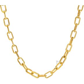 ZMANYIJEW 14K Stainless Steel Flat Long paper clip Necklace 19 "paper clip Necklace Women's personality necklace Men's