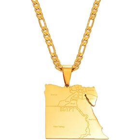 Hafrita Country Egypt Map States Pendant Necklace Men Gold Egyptians Maps Chain Necklace