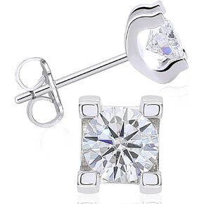 Moissanite Stud Earrings, 1ct Round Cut D Color VVS1 Clarity Lab Created Diamond Earrings 925 Sterling Silver Jewelry for Women Men with GRA Certificate