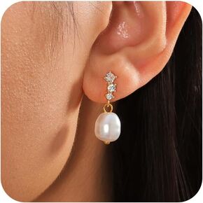 Gold Pearl Earrings For Women 14K Stud Gold Earrings for Women Trendy Dainty Gold Hoop Earrings for Women Gold Jewelry