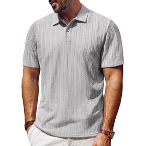 PJ PAUL JONES Mens Polo Shirts Short Sleeve Fashion Textured Polo Shirt Regular Fit Stretchy Golf Shirts