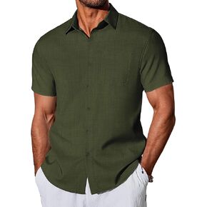 COOFANDY Shirts for Men Short Sleeve Button Down Shirt Casual Summer Beach Shirts