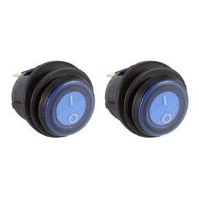 2 pcs 12V 16A Car Rocker LED Switch, Toggle Illuminated Blue Light Round Switch SPST Onoff Control 3 Pin