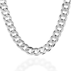 QUADRI Sterling Silver Necklace – Extra Shiny Cuban Link Chain for Men, 12mm Wide, 925 Sterling, 18-30 Inch, Cadena de Plata para Hombre, Made in Italy, Gift Box