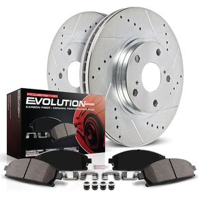 Power Stop Rear Brake Kit For INFINITI QX60 2022-2024, Nissan Pathfinder 2022-2024 [Model Specific] Z23 Carbon-Fiber Ceramic Brake Pads and Drilled Slotted Rotors K9219