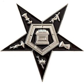 Order of the Eastern Star Masonic Auto Emblem - [Silver & Black][3'' Tall]