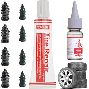Tire Repair Screw,Self-Tapping Screw,Tire Repair Kits,Tire Repair Flexible Super Glue,Tire Repair Rubber Nail,Rubber Cement,Tire Fix,Suitable for Ruber Tire, Tractor tire Puncture Repair