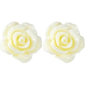 Boho Petal Stud Earrings 925 Sterling Silver Romantic Delicate Black White Red Floral Blooming 3D Carved 14MM Rose Flower -Statement Exaggerated Floral Earrings for Women and Ladies Lightweight in Kuwait