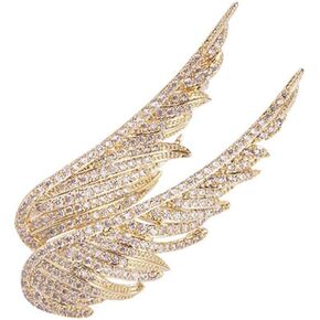 vmcoatdu Women Men Crystal Angel Wings Brooch Pins Elegant Rhinestone Feather Wings Lapel Pin Suit Coat Breastpin