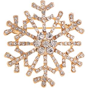 Vintage Snowflake Brooch Pins for Women,Rhinestone CZ Winter Flower Lapel Pins Crystal Christmas Brooch Badge Pins Cloth Dress Accessories Jewelry for Christmas