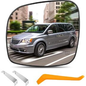 Driver Side Mirror Glass Compatible with 2008-2016 Chrysler Town Country, 2008-2020 Dodge Grand Caravan, 2012-2015 RAM C/V, 2009-2014 VW Routan, Left Side Convex Heated Mirror for 68026177AB