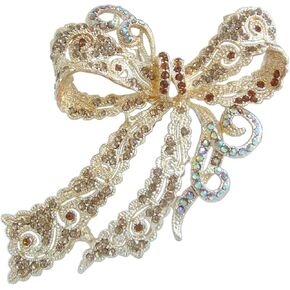 4.13" Rhinestone Crystal Bowknot Brooch Pin Pendant Wedding Prom Jewelry BZ5823