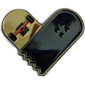 Broken Skateboard Heart - 1 Inch Wide Black Enamel Lapel Pin - Great for jackets, backpacks, messenger bags, blazers and more!