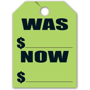 Donkey Auto Products was/Now Price Mirror Hang Tags (50 per Pack) - Car Signs (Yellow)